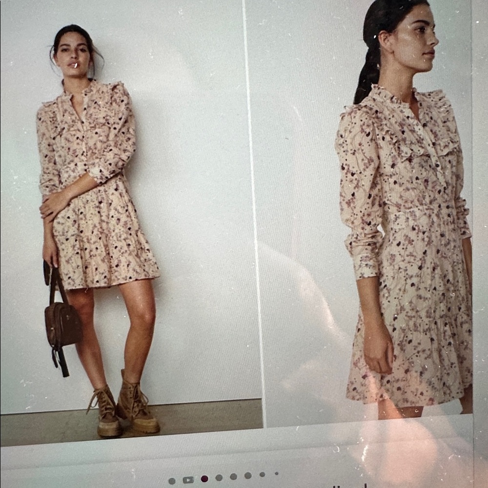 Ba&sh Beige Belle dress nude size 3 or US 8 cotton lined - Picture 15 of 15